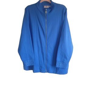 Quacker Factoy Track Jacket W/Rhinestone Embellishments On Cuff Blue Size XL NWT